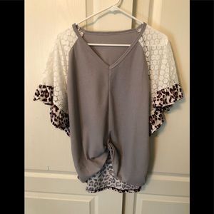 Woman’s Blouse; Size: L; beige/leopard print